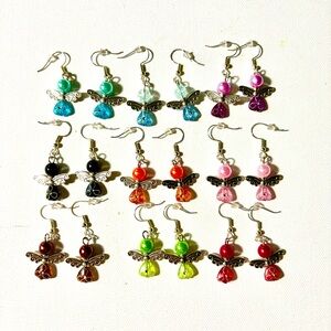 Crystal & Pearl angel earrings